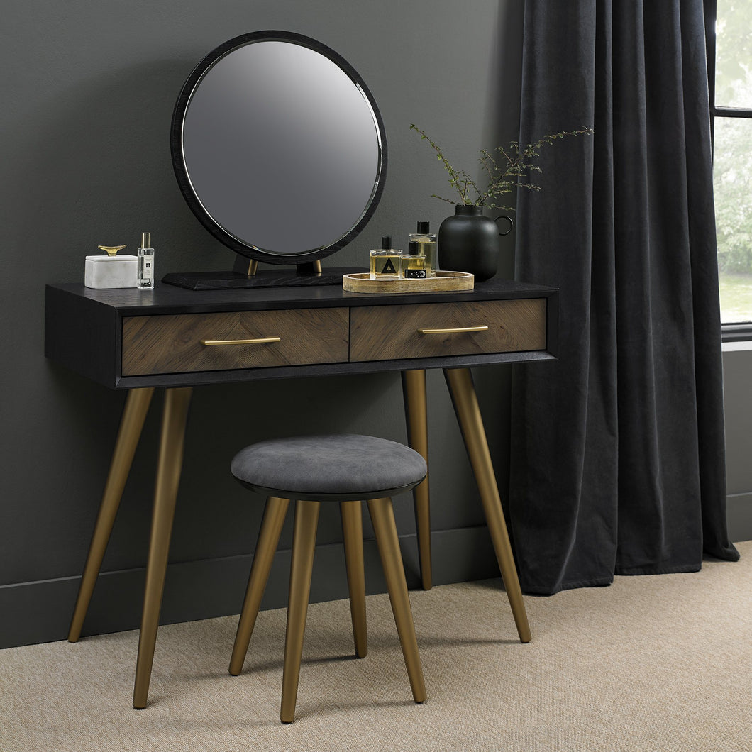 Capria Smoked Oak & Peppercorn Dressing Table