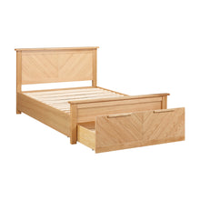 Chevron Oak Bedstead with Drawer