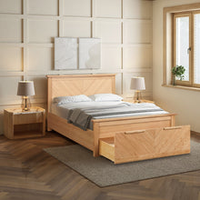 Chevron Oak Bedstead with Drawer