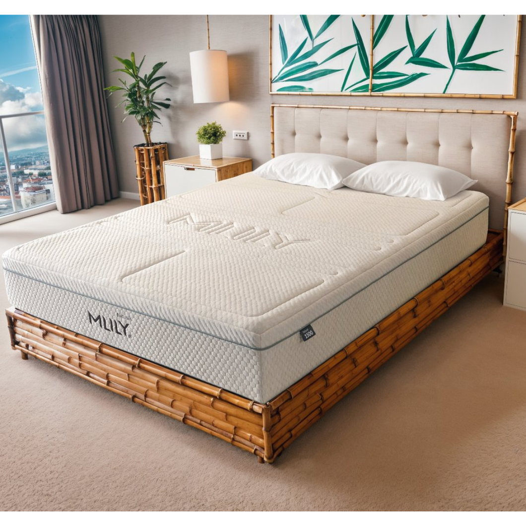 Cream quilted mattress with fitted top stitching and edge piping