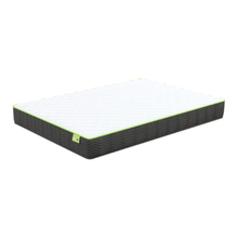 Hermes mattress, white quilted top with green edge trim and dark textured sides