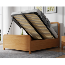 Stanhope wooden ottoman bed with raised base and wooden slatted platform