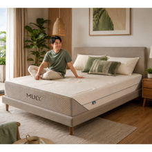 Haulna Natural 4000 mattress, beige textured cover with upholstered sides
