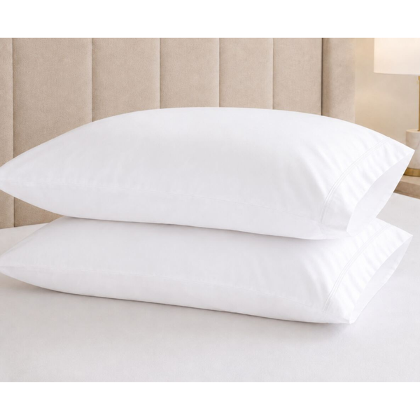 Bamboo standard housewife pillowcase pair, white, envelope closure edge visible