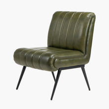 Sofia Sage Green Leather & Iron Occasional Chair