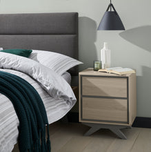 Kaia Scandi Oak & Dark Grey 2 Drawer Bedside