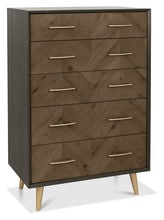 Capria Smoked Oak & Peppercorn 5 Drawer Chest