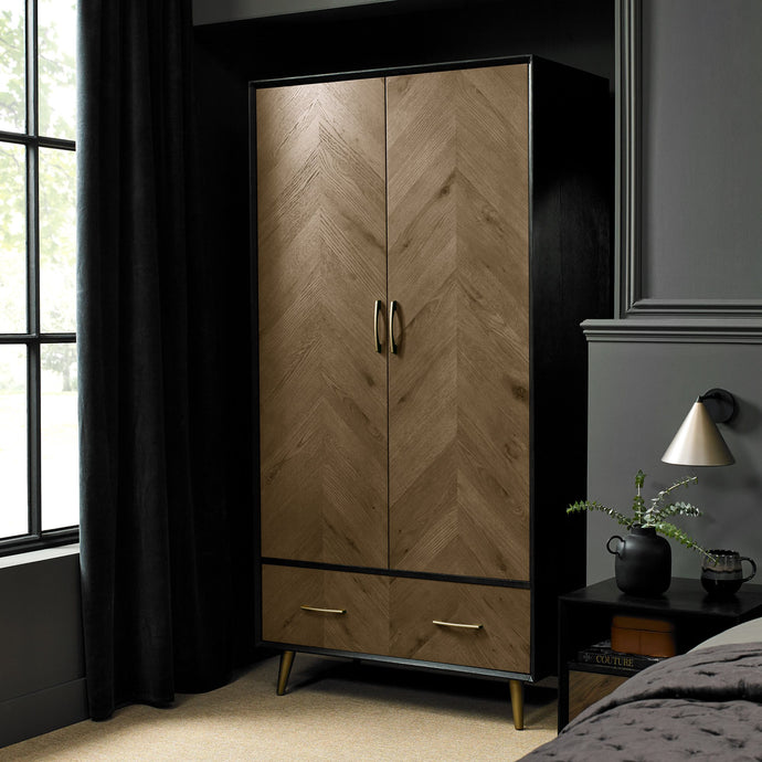 Capria Smoked Oak & Peppercorn Wardrobe