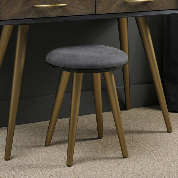 Capria Smoked Oak & Peppercorn Dressing Table Stool