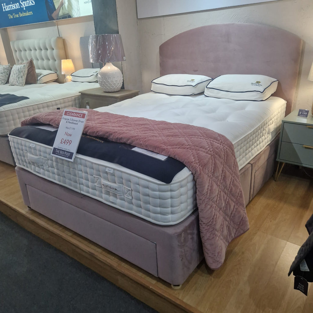 Kingsize 3 Drawer Divan Base & Headboard - Ex Display