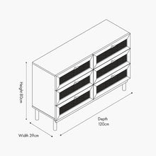 6-drawer chest dimensions diagram: Height 80cm, Width 39cm, Depth 120cm