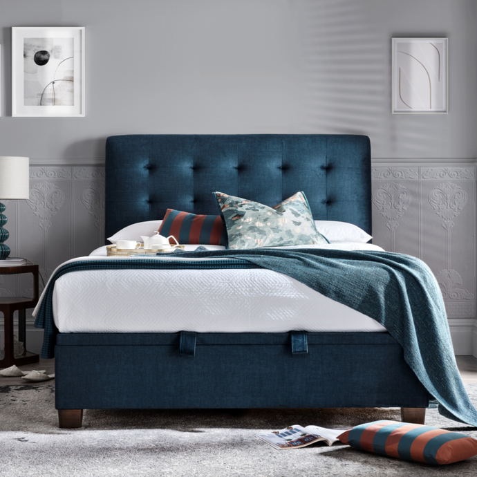 Farringdon Ottoman in Ocean Blue