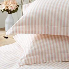 Hebden Mélange Stripe Cotton Duvet Cover Set Blush