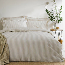 Hebden Mélange Stripe Cotton Duvet Cover Set Natural