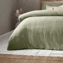 Lark Cotton Muslin Duvet Cover Set Eucalyptus