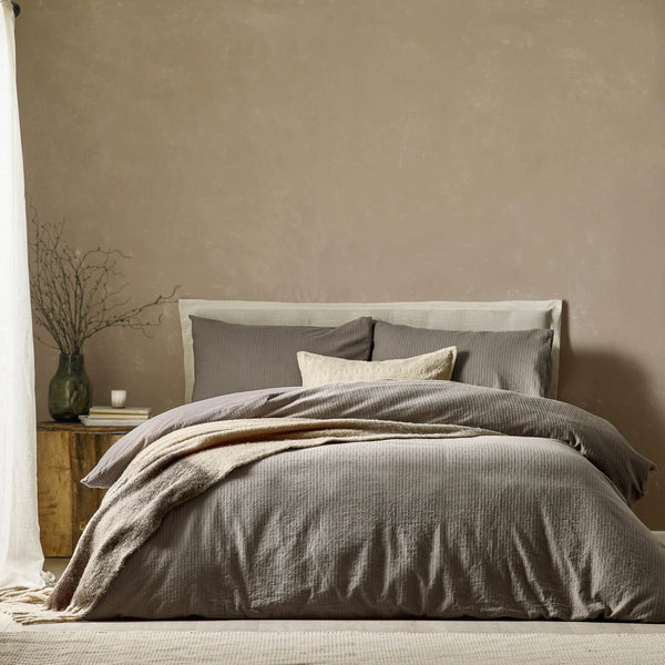 Malton Stripe 100% Cotton Duvet Cover Set Mole