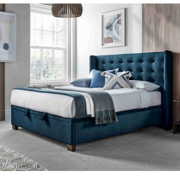 Victoria Ottoman in Deep Ocean Blue