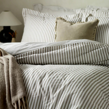 Hebden Mélange Stripe Cotton Duvet Cover Set Mole
