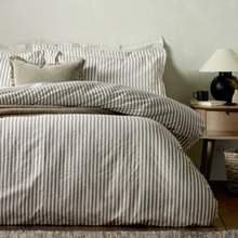 Hebden Mélange Stripe Cotton Duvet Cover Set Mole