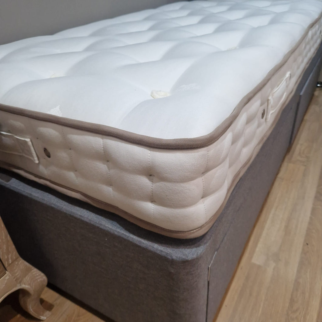Cream quilted mattress with stitched border and corner piping
