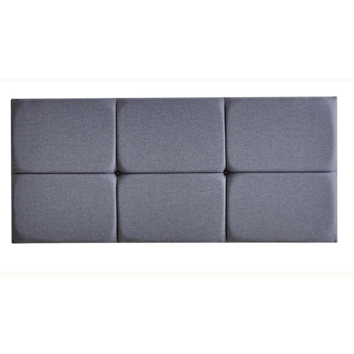 Kansas upholstered headboard with square padded panels, dark grey fabric, paneled design