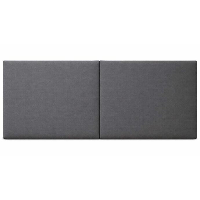 Upholstered headboard with two-paneled grey fabric front