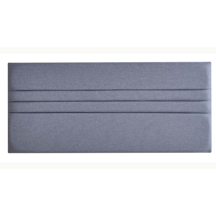 Oslo upholstered headboard in light blue-grey fabric with horizontal channel stitching