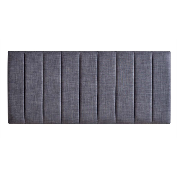 Upholstered fabric headboard with vertical channel tufting, dark grey