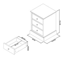 Rutland White 3 Drawer Bedside