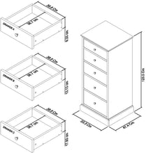 Rutland White 5 Drawer Tall Chest