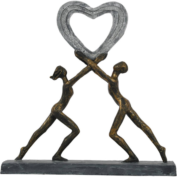 Uplifting Love Couple with Heart Sculpture