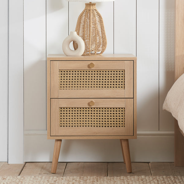 Reine 2 Drawer Rattan Nightstand