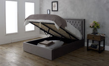Langley Ottoman Storage Bedstead in Silver Velvet