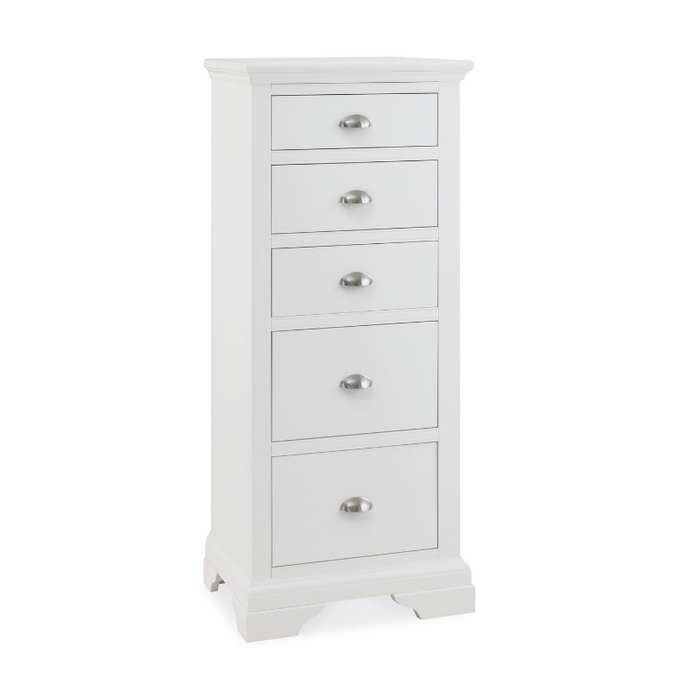 Kensington White 5 Drawer Tall Chest