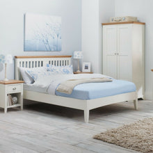 Kensington Slatted White & Oak Bedstead