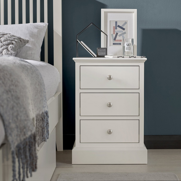 Rutland White 3 Drawer Bedside