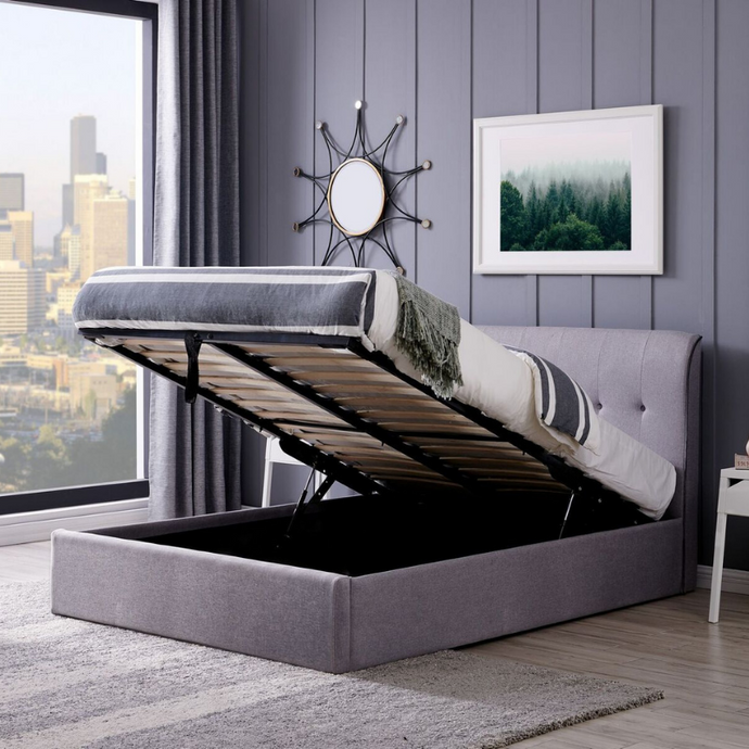 Portbury Ottoman Storage Bedstead in Grey Linen